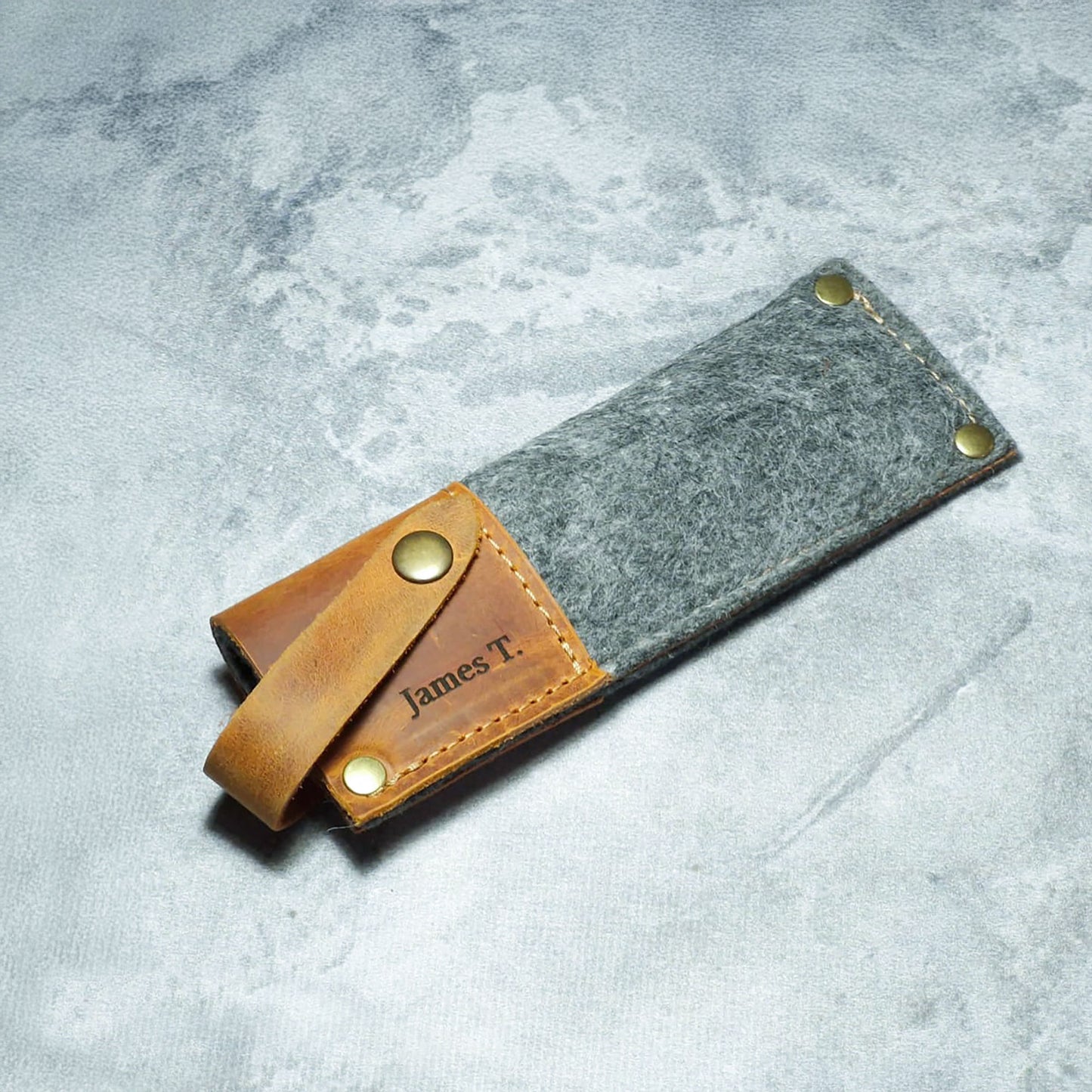 LKS-1 / Custom Leather Knife Sheath – Handcrafted with Name or Logo Engraving