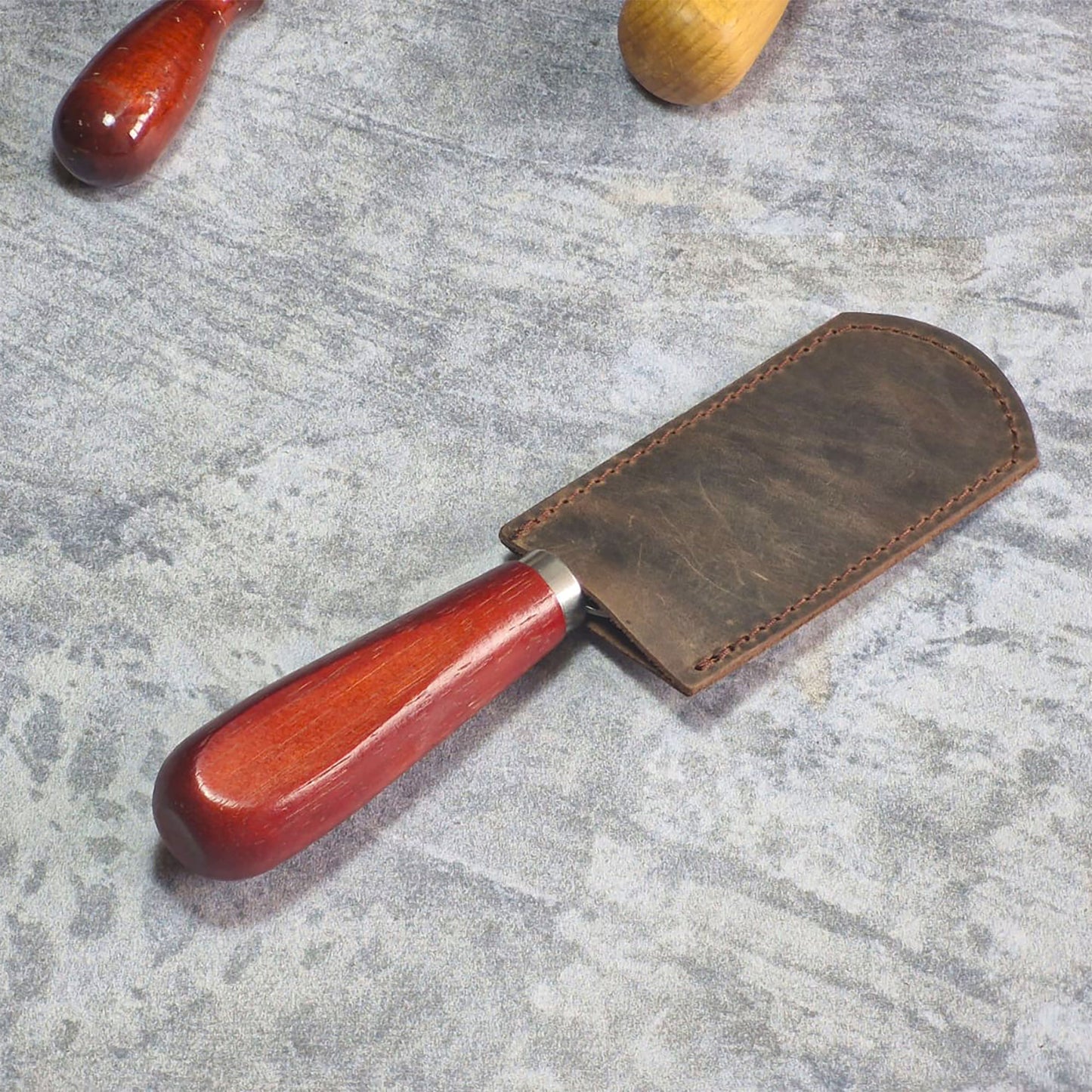 LKS-3 / Custom Leather Knife Sheath โ Handcrafted with Name or Logo Engraving