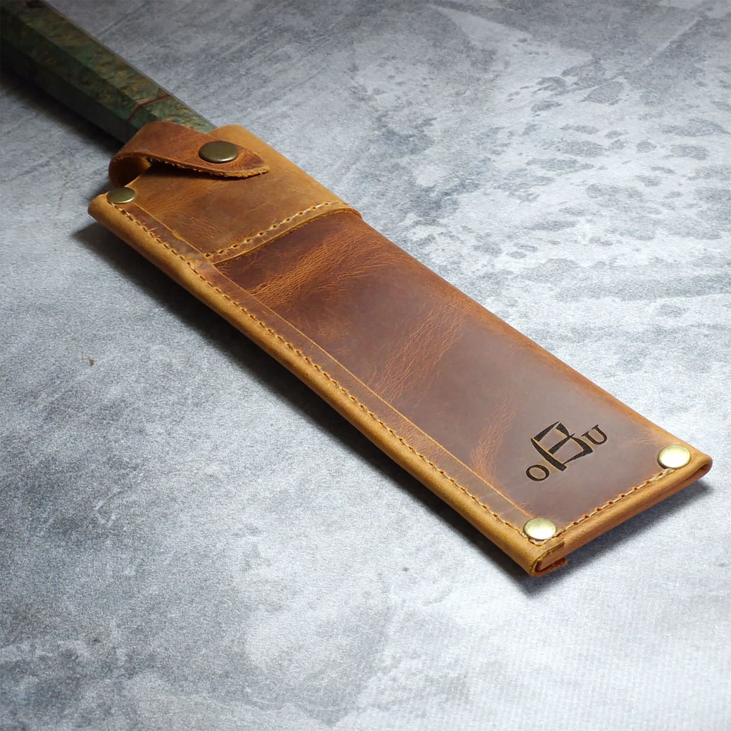 LKS-2 / Custom Leather Knife Sheath โ Handcrafted with Name or Logo Engraving