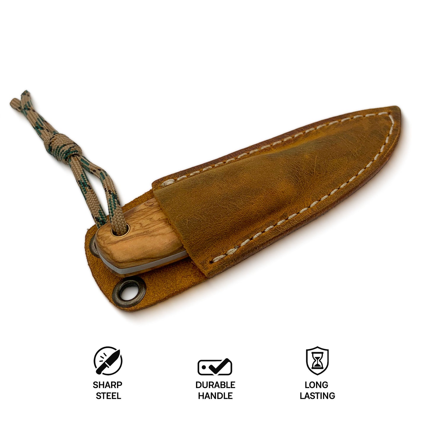 Sarka - Traditional Finnish Puukko Knife with Olive Handle & Leather Sheath