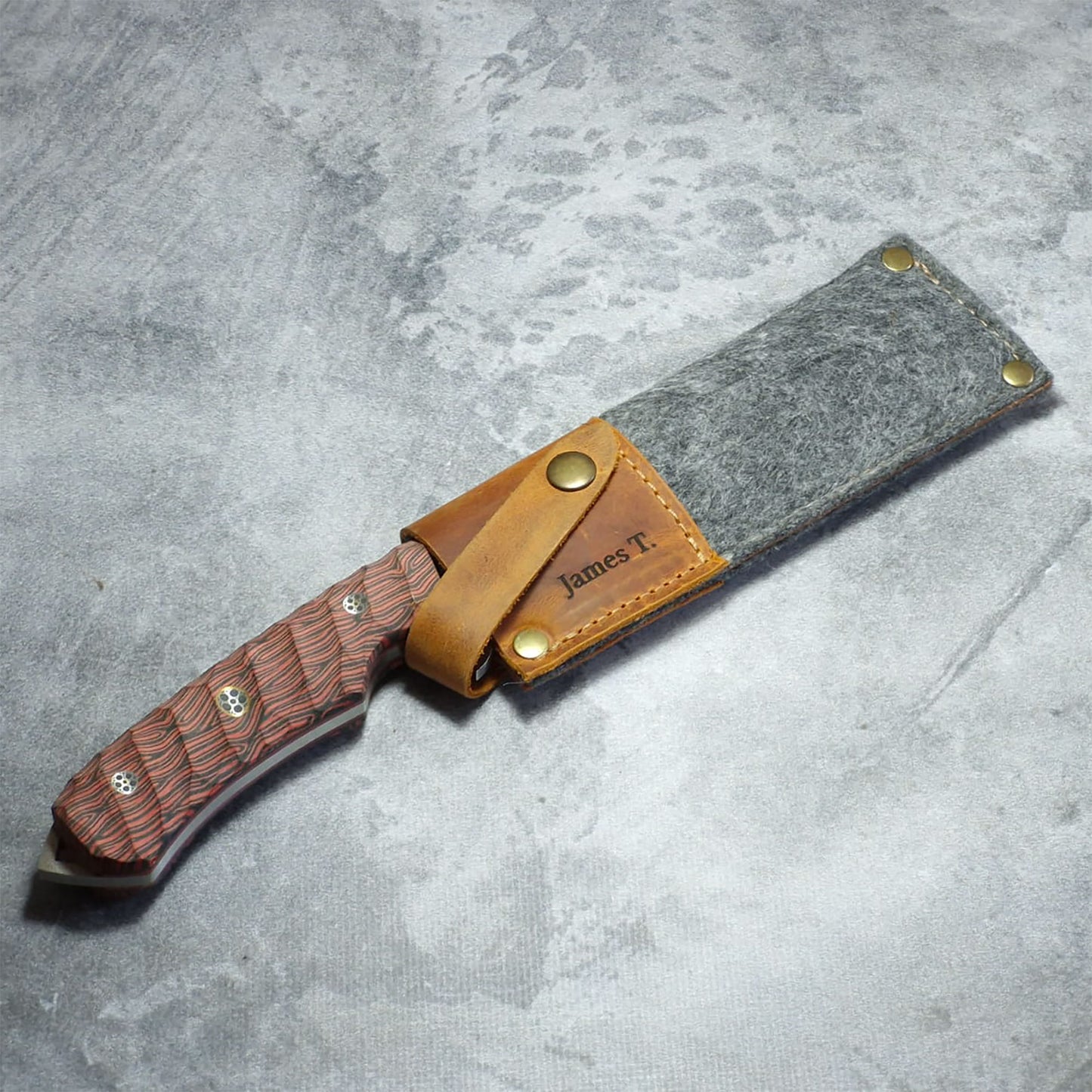 LKS-1 / Custom Leather Knife Sheath – Handcrafted with Name or Logo Engraving