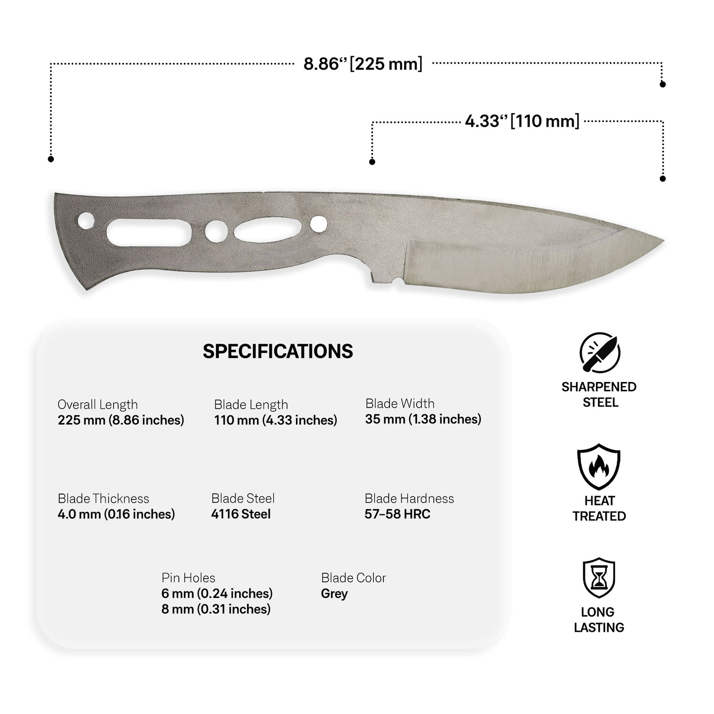 4116 Steel Blade Blank - 6