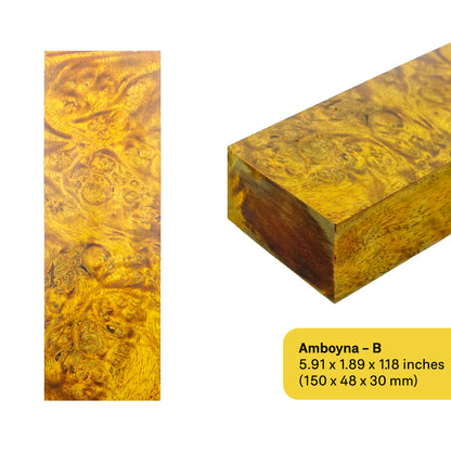 Amboyna Stabilized Wood Blanks (December 2024 Edition)