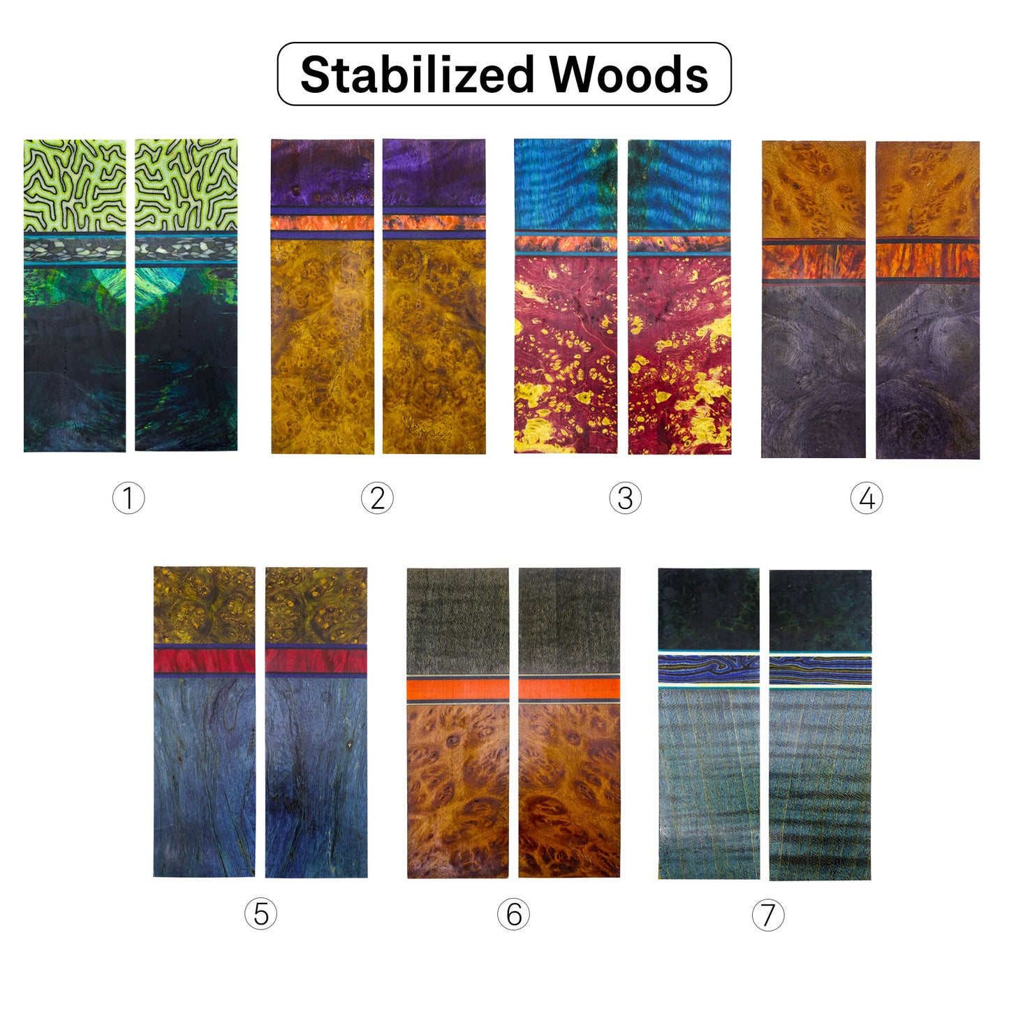 Exotic Stabilized Wood Scales (January 2025 Edition)