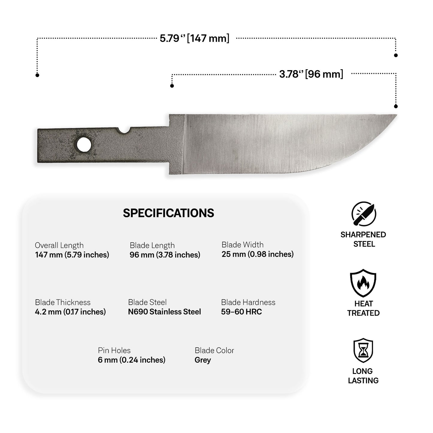 N690 Steel Blade Blank - 1