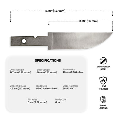 N690 Steel Blade Blank - 1