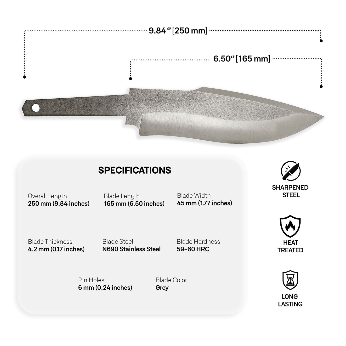 N690 Steel Blade Blank - 10