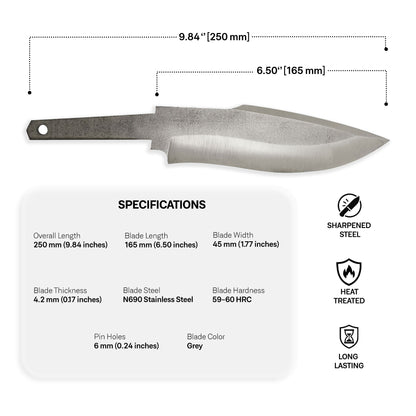 N690 Steel Blade Blank - 10