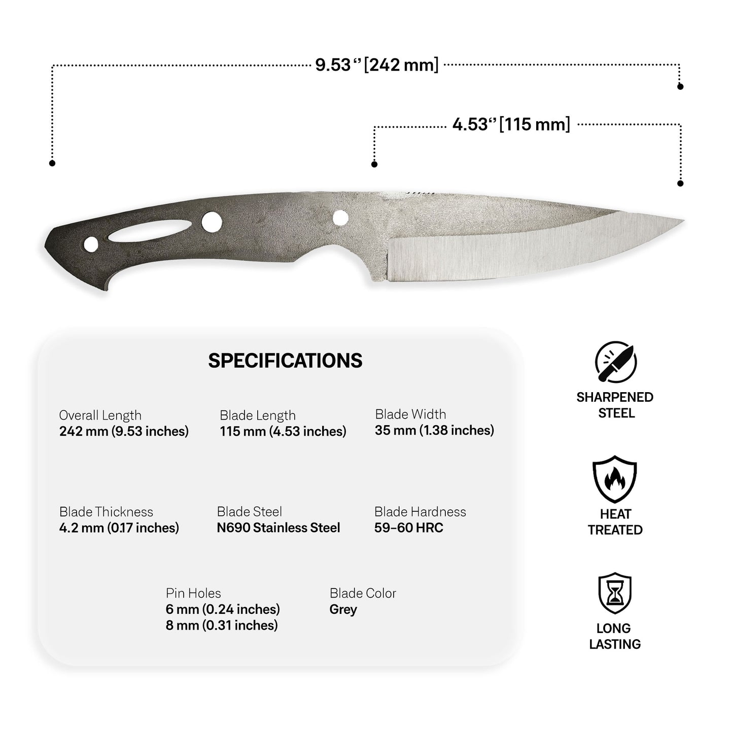 N690 Steel Blade Blank - 11