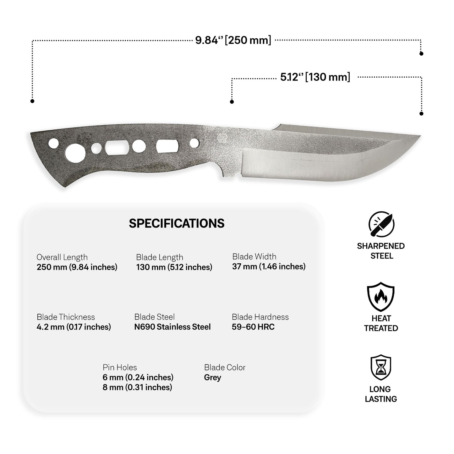 N690 Steel Blade Blank - 13