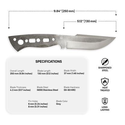 N690 Steel Blade Blank - 13