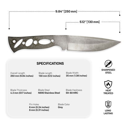 N690 Steel Blade Blank - 14
