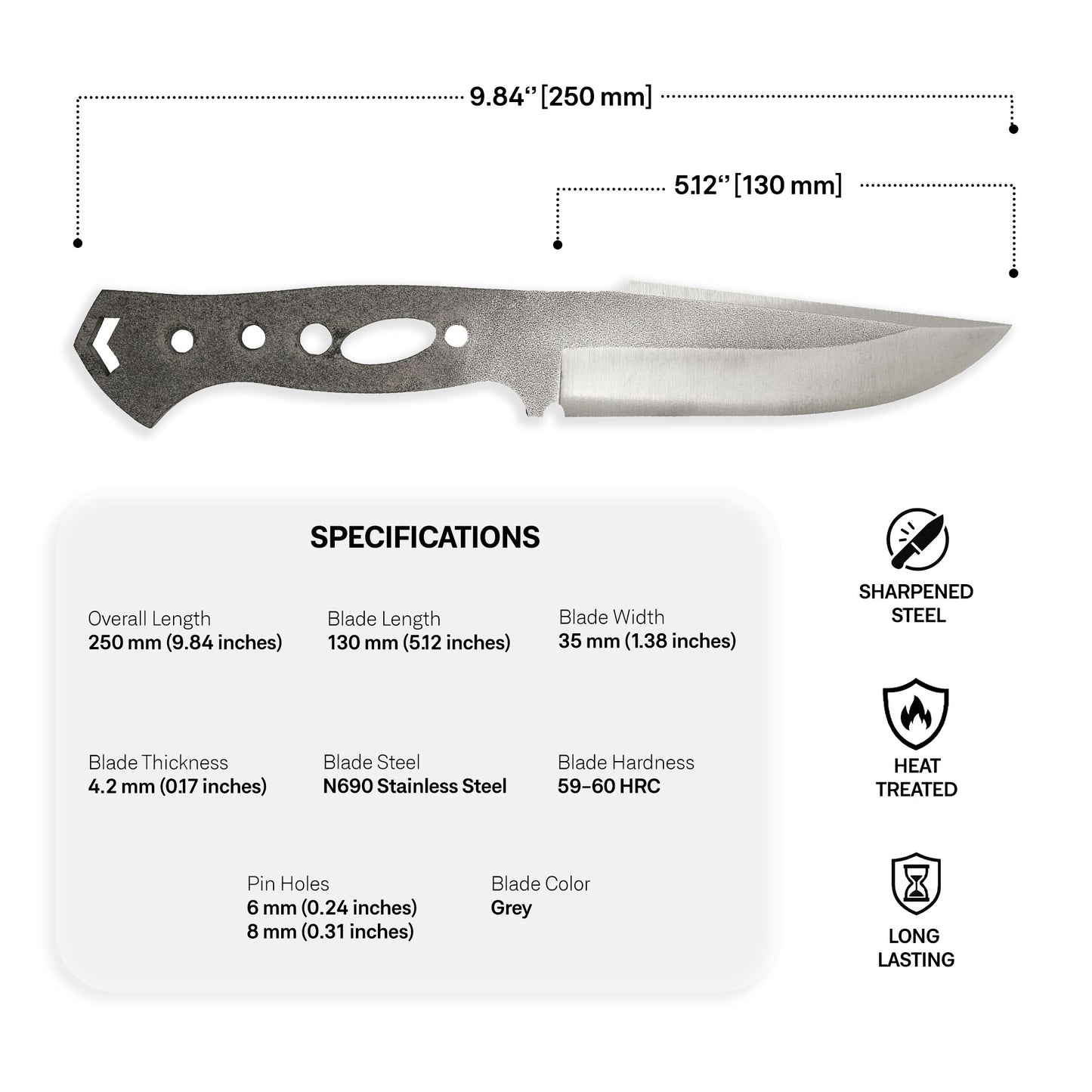 N690 Steel Blade Blank - 15