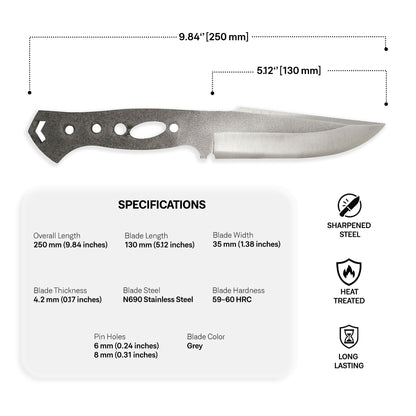 N690 Steel Blade Blank - 15