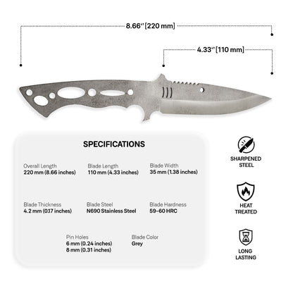 N690 Steel Blade Blank - 16