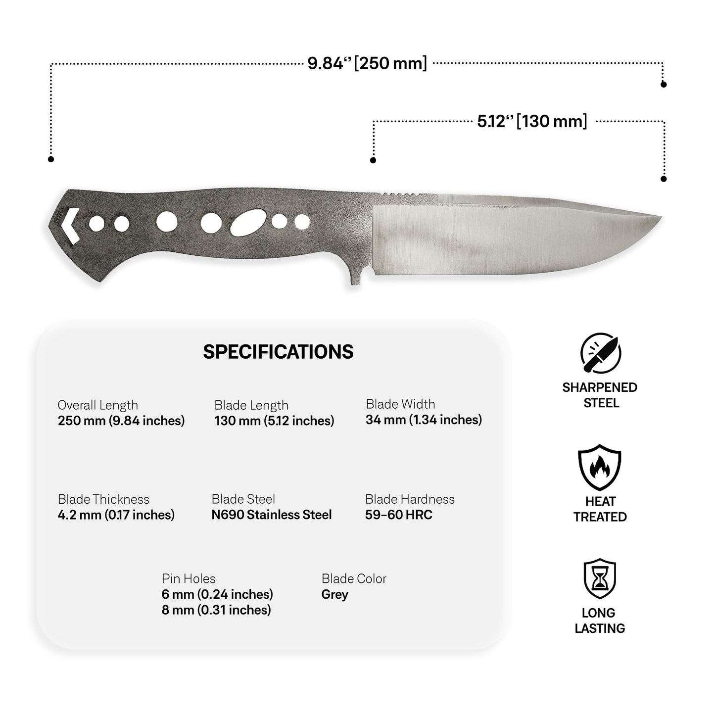N690 Steel Blade Blank - 17