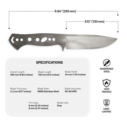 N690 Steel Blade Blank - 17