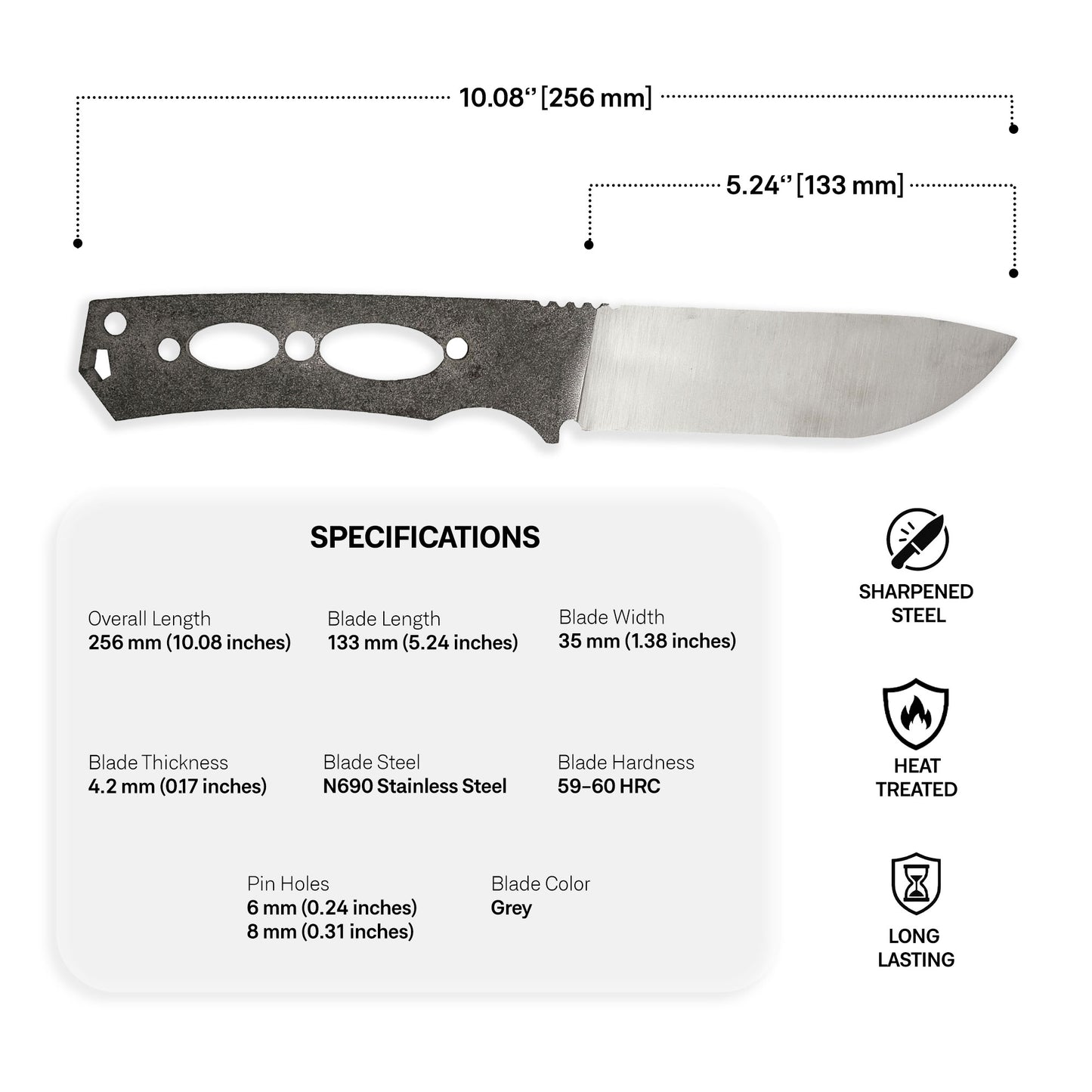 N690 Steel Blade Blank - 18