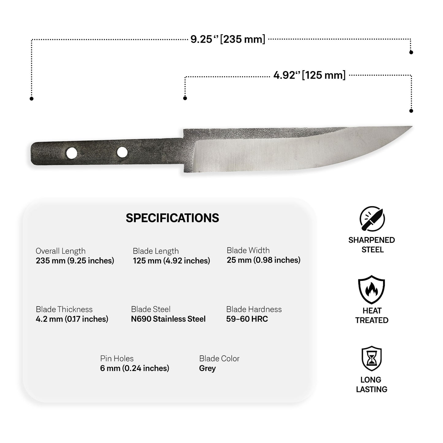 N690 Steel Blade Blank - 3