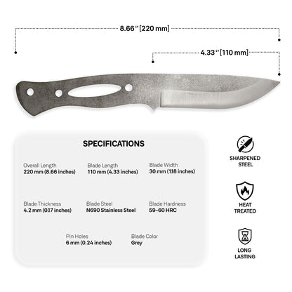 N690 Steel Blade Blank - 4