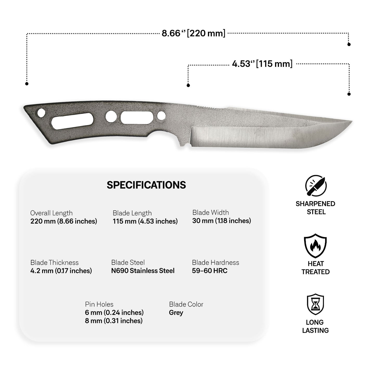 N690 Steel Blade Blank - 5