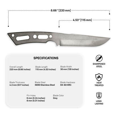 N690 Steel Blade Blank - 5