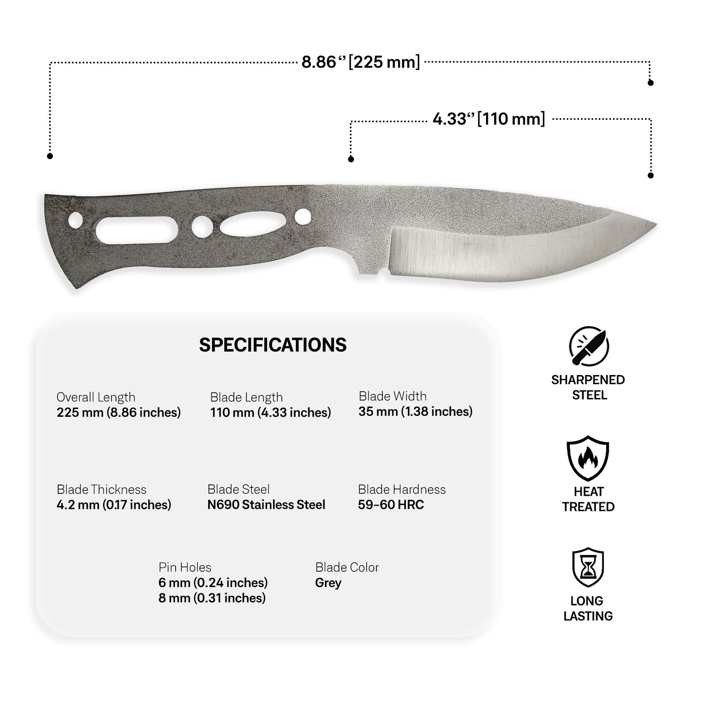 N690 Steel Blade Blank - 7