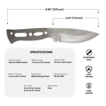 N690 Steel Blade Blank - 7