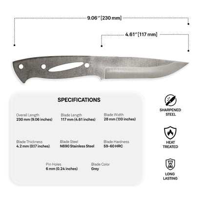 N690 Steel Blade Blank - 8