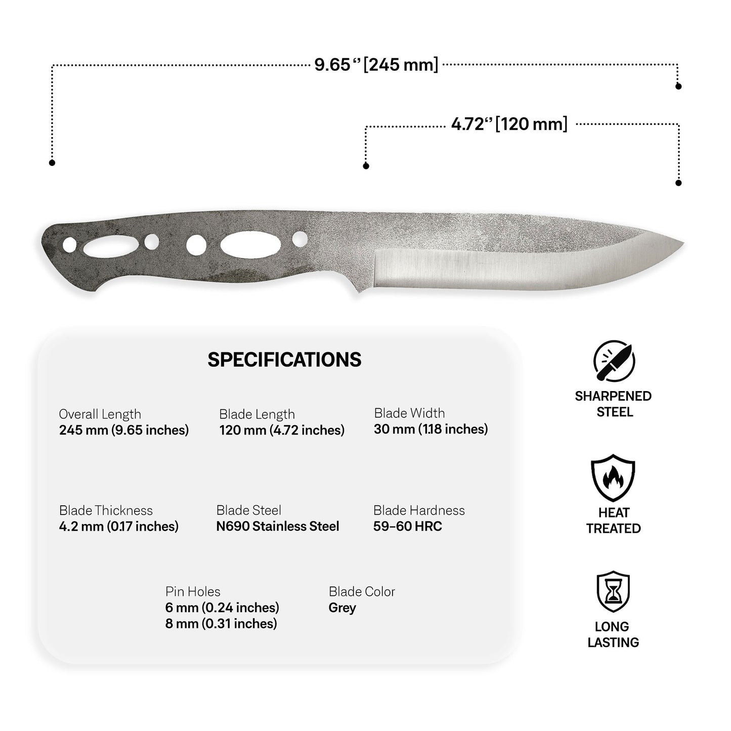 N690 Steel Blade Blank - 9
