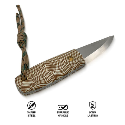 Kivi - Traditional Finnish Puukko Knife with G10 Micarta Handle & Leather Sheath