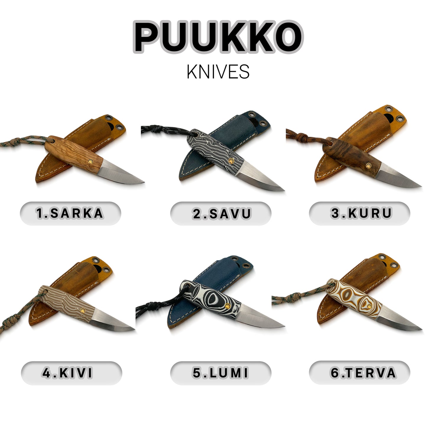 Terva - Traditional Finnish Puukko Knife with G10 Micarta Handle & Leather Sheath
