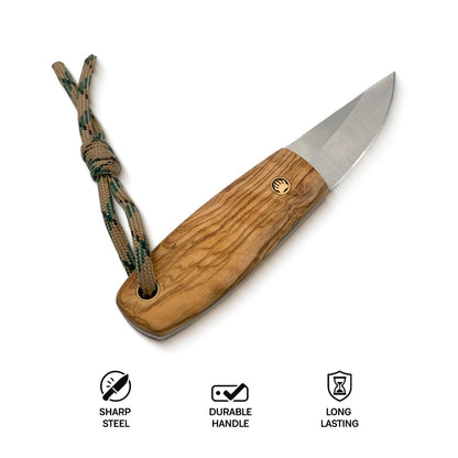 Sarka - Traditional Finnish Puukko Knife with Olive Handle & Leather Sheath